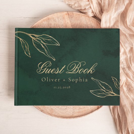Emerald Botanicel Enchanted Green and Gold Wedding Gastenboek
