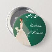 Emerald Bride Matron Honor Bridal Party Button (Voorkant /achterkant)