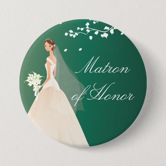 Emerald Bride Matron Honor Bridal Party Button (Voorkant)