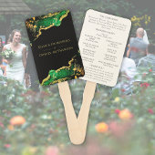Emerald Bronze Black Wedding Program set of Fans Handwaaier