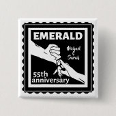 Emerald bruiloft 55 jaar vierkante button 5,1 cm (Voorkant)
