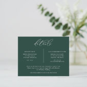 Emerald bruiloft details Elegant Informatiekaartje (Staand voorkant)