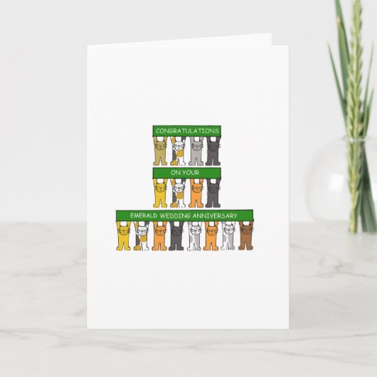 Emerald bruiloft Jubileum 55 jaar Schattigee katte Kaart (Voorkant)