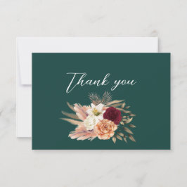 Emerald Burgundy Wedding Bedankkaart