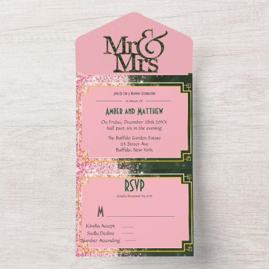 Emerald Canyon Roos Weddenschap in één uitnodiging (Binnen)