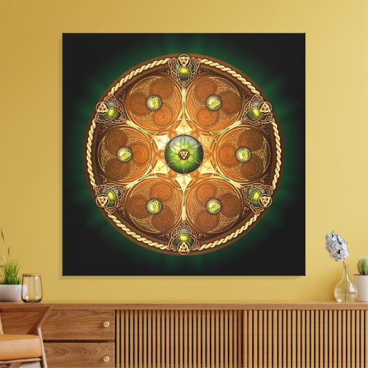 Emerald Celtic Chieftain's Shield Canvas Afdruk (Insitu (Woonkamer))