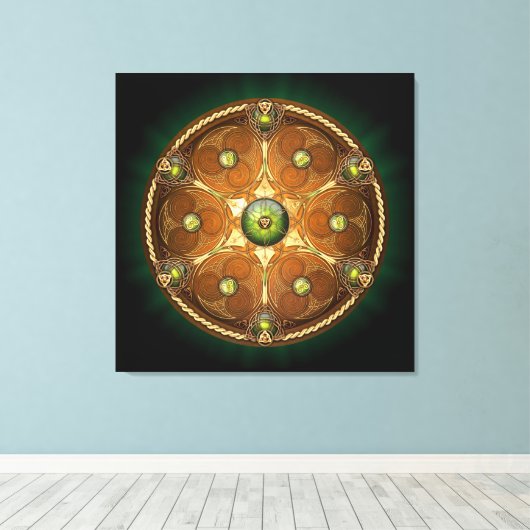 Emerald Celtic Chieftain's Shield Canvas Afdruk (Insitu (Houten vloer))