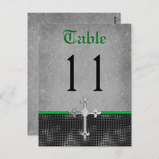 Emerald Celtic Cross Table Number Briefkaart (Voorkant / Achterkant)