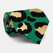 Emerald Cheetah Print Stropdas (Opgerold)