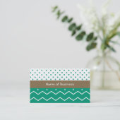 Emerald Chevrons en Polka Dots Visitekaartje (Staand voorkant)