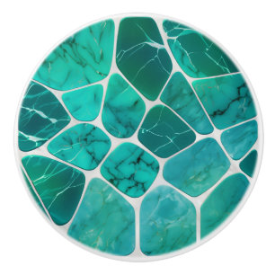 Emerald Coast Marmer Mozaïek cellen abstracte kuns Keramische Knop