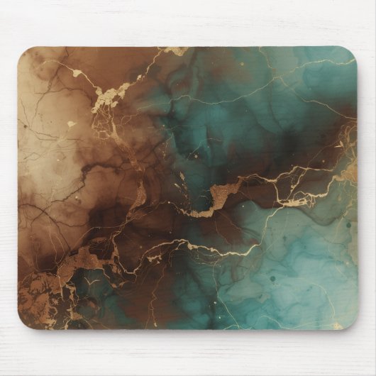 Emerald Copper Marble Luxe Mousepad Muismat (Voorkant)