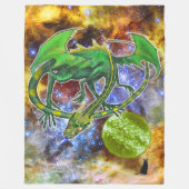 Emerald Cosmic Dragon Fleece Blanket (Voorkant)