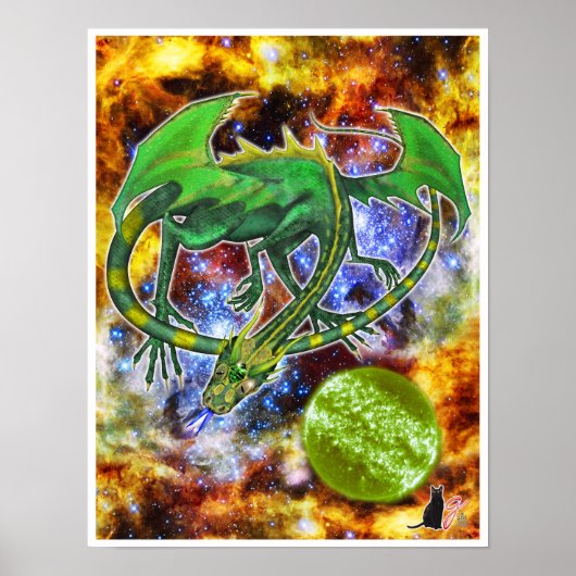 Emerald Cosmic Dragon Poster (Voorkant)