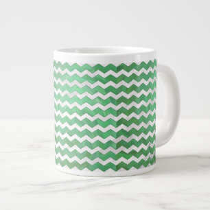 Emerald Cream Chevron Pattern Extra Grote Beker