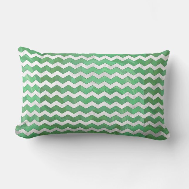 Emerald Cream Chevron Pattern Kussen (Voorkant)