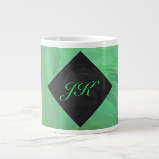 Emerald Cream en Black Monogram Jumbo Mok (Voorkant)