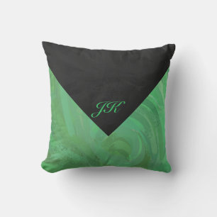 Emerald Cream en Black Monogram Kussen