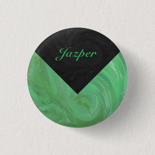 Emerald Cream en Black Monogram Ronde Button 3,2 Cm (Voorkant)