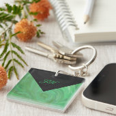 Emerald Cream en Black Monogram Sleutelhanger (Voorkant Rechts)