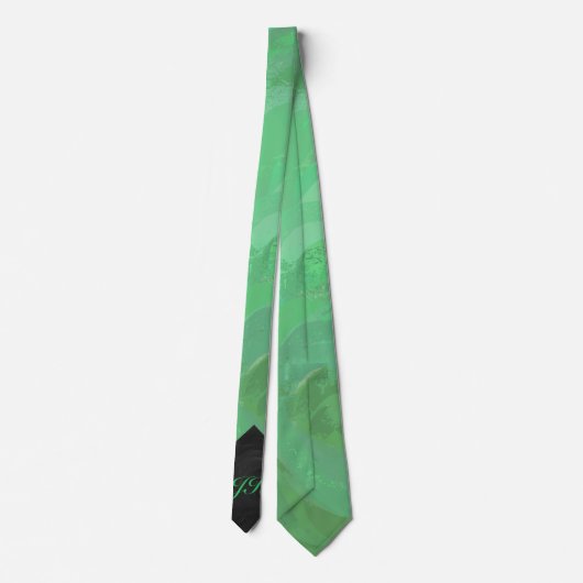 Emerald Cream en Black Monogram Stropdas (Achterkant)