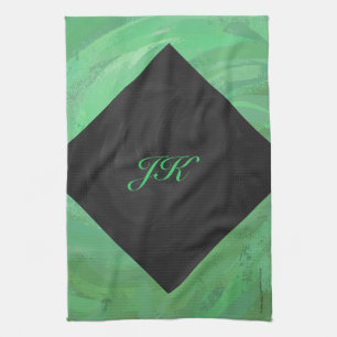 Emerald Cream en Black Monogram Theedoek