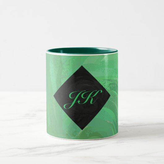 Emerald Cream en Black Monogram Tweekleurige Koffiemok (Center)