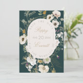 Emerald & Cream Poppy Floral Save The Date Card (Debout devant)
