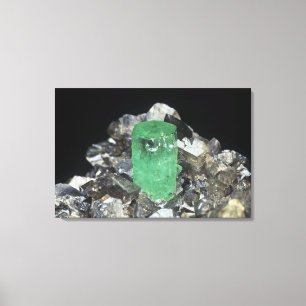 Emerald crystal in Calcite, Colombia, Zuid-Amerika Canvas Afdruk