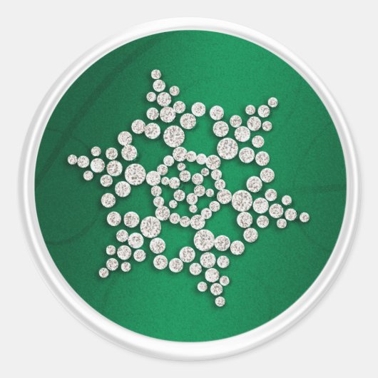 Emerald Crystal Snowflake Envelope Seal Ronde Sticker (Voorkant)
