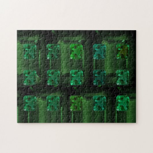 Emerald cut Motif Green Gemstone Puzzle (Horizontal)