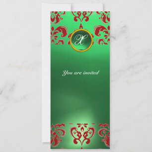 EMERALD DAMASK GEM STONE MONOGRAM groen rood Kaart