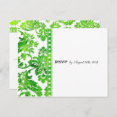 Emerald  Damask Lace Wedding RSVP Uitnodiging Briefkaart (Voorkant / Achterkant)