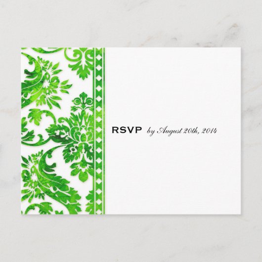 Emerald  Damask Lace Wedding RSVP Uitnodiging Briefkaart (Voorkant)