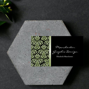 Emerald Damask Ribbon Carte de visite