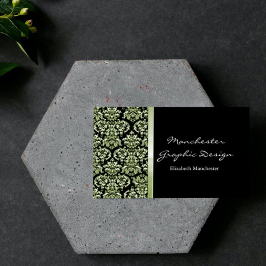 Emerald Damask Ribbon Carte de visite