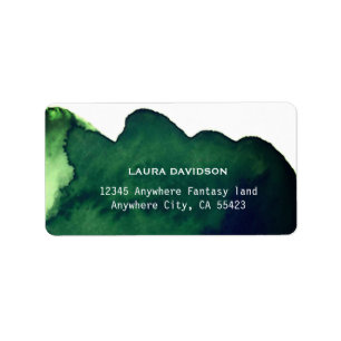 Emerald dark green waterverf minimalistisch abstra etiket