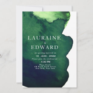 Emerald dark green waterverf minimalistisch abstra kaart