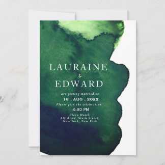 Emerald dark green waterverf minimalistisch abstra kaart