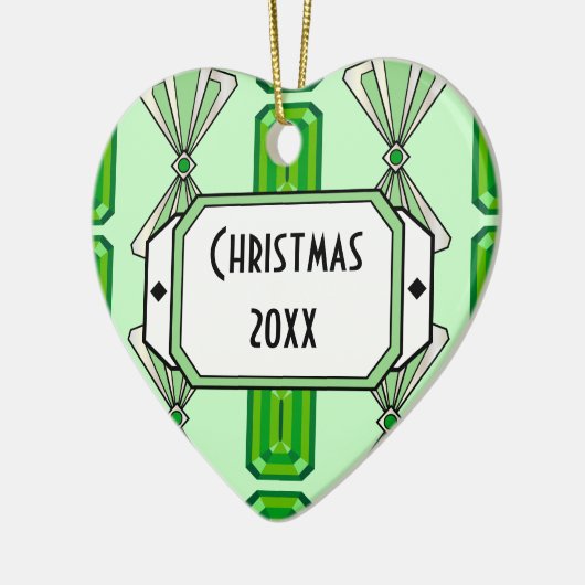 Emerald Deco Stripe Keramisch Ornament (Links)