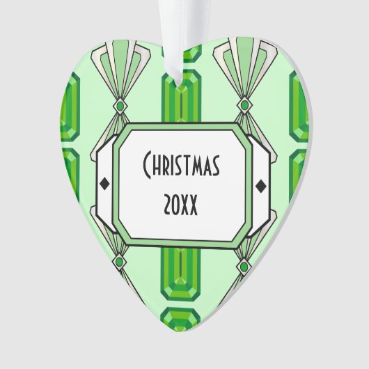 Emerald Deco Stripe Ornament (voorkant)