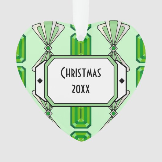 Emerald Deco Stripe Ornament (voorkant)