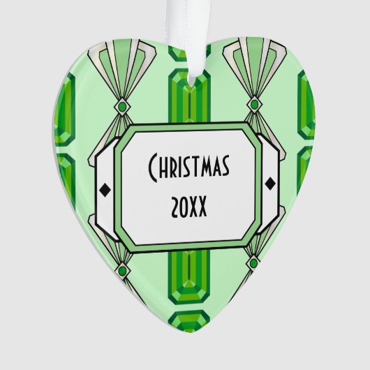 Emerald Deco Stripe Ornament (voorkant)