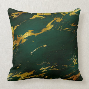 Emerald Deep Green Earth Tones Gold Marble Kussen