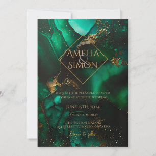 Emerald Diamond Green Jewel Tone Invitation