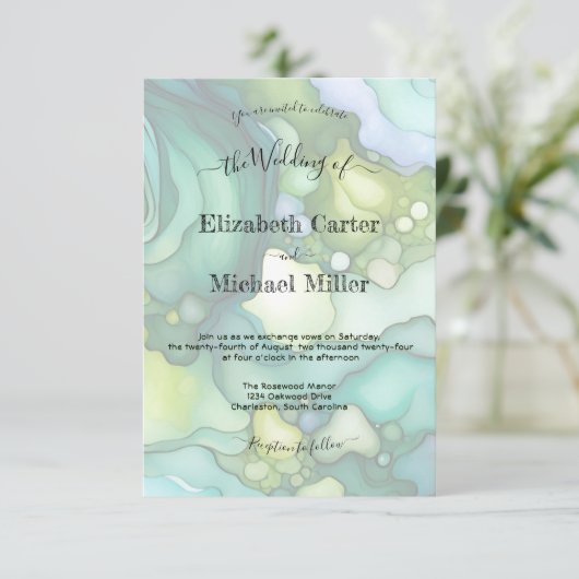 Emerald Dream: Modern Wedding Elegance Minimalisme Kaart (Staand voorkant)