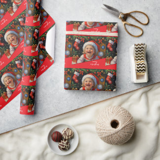Emerald Eenvoudig Schattig Kerstmeisje Cadeaupapier