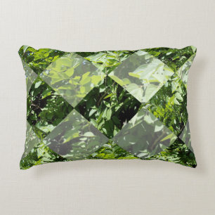 Emerald Elegance: groene bladeren in diamantvorm, Accent Kussen