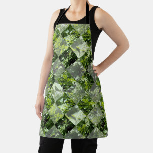 Emerald Elegance: groene bladeren in diamantvorm, Schort