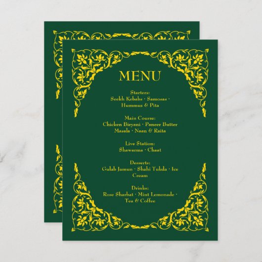Emerald Elegance Wedding Menu (Devant / Derrière)